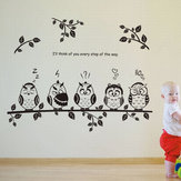 Baykuş Kuşları Anaokul Çocuk Yatak Odası Ev Dekorasyonu DIY Duvar Çıkartması
