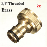 2x 3/4 Brass Threaded Garden Hose Water Tap Fittings Solid Connector