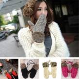 Winter Soft Mitten Girls Womens Knitting Wool Thickened Gloves