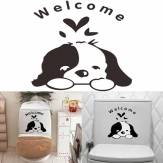 Cute Dog Waterproof Toilet Sticker Bathroom Wall Sticker Decor
