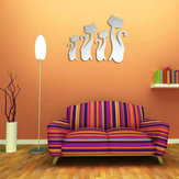 DIYの3D 4つのかわいい猫のアクリルミラー壁のステッカーホームルームのアートデカール