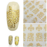 108pcs oro rosa de las flores del arte del clavo manicura pegatinas calcomanía