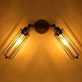 Vintage Wandlampe mit 2 Köpfen und Eisengitter Käfigen