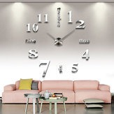 DIY Zilver Grote 3D Wall Clock Home Decoratieve Spiegel Face EVA Sticker
