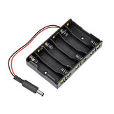 3 pièces 6 * AA Batterie support de stockage de cas DC2.1 prise d'alimentation pour