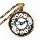 Vintage Bronze Glass Cabochon US UK Flag Watch Pendant Necklace