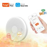 Detector de humo y detector de gas de monóxido de carbono Sensor Tuya y Smart Life con función WiFi versión 2 en 1 Alarma de sonido de humo y fuego
