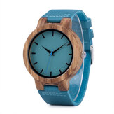 BOBO BIRD C28 Casual stijl houten horloge Blauw echt lederen band quartz horloge
