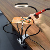 NEWACALOX USB LED 3X Vergrootglas PCB-bevestiging Workbank Klem Soldeerstation Derde Hand Gereedschap met 5 stuks Flexibele Armen