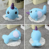 Squishy Narwhal Uni Whale Blue 11cm Slow Rising Cute Soft Collection Gift Decor Toy