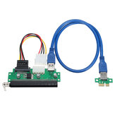 Adaptador de cartão PCI-E 1X para 16X com extensor USB 3.0, adaptador de extensão de placa de vídeo para mineração com cabo de energia SATA 15Pin para 4Pin