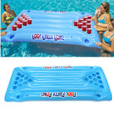 Table de ping-pong gonflable en PVC pour jouer à la bière pong sur l'eau avec porte-gobelets pour 24 gobelets