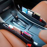 2Pcs PU Leather Car Seat Crevice Storage Gap Filler Pocket Catch Catcher Box Caddy