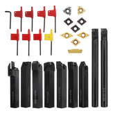 Conjunto de 9 suportes de ferramentas para torno Drillpro de 16 mm com insertos de carboneto