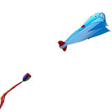 3D Gran cometa de delfín azul para deportes al aire libre y entretenimiento, sin marco de cometa suave y enorme