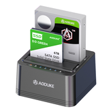 AODUKE USB 3.0 zu SATA Festplatten-Dockingstation mit Dual-Bay-Off-Line-Klonfunktion für 2,5