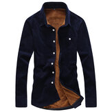 Corduroy Velvet Liner Thick Warm Autumn Winter Slim Shirt
