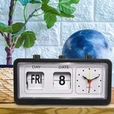 Digital Retro Quartz Alarm Clock Flip Display With Date & Time Black