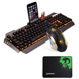 USB有線イエローLEDバックライトメカニカルハンドフィールゲーミングキーボードとマウスのコンボ