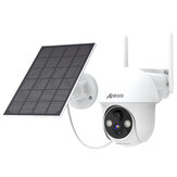 Caméra de sécurité extérieure ANRAN WIFI 1080P PTZ à 360° caméra sans fil caméra de surveillance domestique alimentée solaire de 10000mAh avec audio bidirectionnel IP65 étanche détection des mouvements vision nocturne jusqu'à 65 pieds