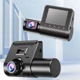 C50B 1080P 3-kanałowa kamera samochodowa DVR z nocnym widzeniem podczerwienią, obrotową soczewką 360°, ekranem HD IPS i monitorem cofania
