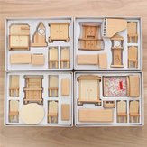 Nowy 29 sztuk 1:24 Skala Domek dla lalek Miniaturowe niepomalowane meble z drewna Model apartamentu