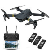 Eachine E58 WIFI FPV com câmera grande angular de HD 720P Modo de retenção alta Drone Quadcopter dobrável RTF Três baterias