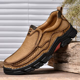 Original 
            Men Genuine Leather Non Slip Breathable Comfy Slip-On Outdoor Hiking Shoes