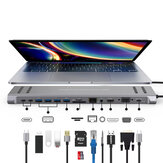 13 i 1 USB C Dockingstation Netværkshub med VGA PD 3.0 USB-C RJ45 10/100 Mbps Laptop Stativ til MacBook iPad Surface pro