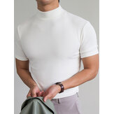 Ανδρικό μπλουζάκι με ψηλή λαιμόκοψη και στενή εφαρμογή, για γυμναστική και καλοκαιρινές βόλτες