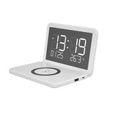 Double Sided Electronic Desk Calendar Alarm Clock with Mobile Phone Wireless Charger Mirror Digital Alarm Clock Bedroom Office Supplies
