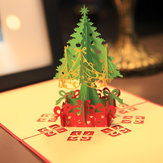 Cortado a laser de cartão 3d feliz árvore de Natal presentes de Natal de cartões de Natal de papel