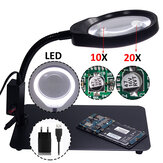PD-032C 10/20X Magnifier Lamp Magnifying Glass with 48 Led Lights Metal Base USB Interface