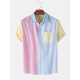 Koszule męskie z krótkim rękawem z kontrastującymi szwami i kolorami