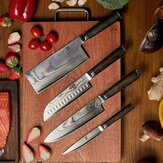 Набор кухонных ножей из дамасской стали HUOHOU, 4 предмета, 67 слоев, нож из нержавеющей стали, универсальный нож для нарезки шеф-повара Santoku, луч