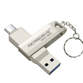 Microdrive MD223C Interface double métal USB3.0 et Type-C 64G 128G 256G Transmission de données haute vitesse Mémoire portable U Disk pour téléphone, ordinateur, tablette