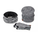 Ensemble de 3 pièces pour le ski d'hiver: bonnet, écharpe et gants en coton unisexe solides pour hommes et femmes.