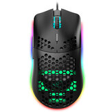 HXSJ J900 Wired Gaming Mouse Honeycomb Hollow RGB Game Mouse with Six Adjustable DPI Ergonomic Design Black Gaming Mouse for Desktop Computer Laptop PC