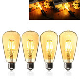Lâmpada LED COB vintage retro Edison ST64 de 6W com tampa dourada regulável E27 luz AC110/220V