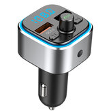Transmissor FM Bluetooth V5.0 T32 Carregador de carro USB QC3.0 6 luzes de anel ambiente digitais de cores diferentes Display digital Chamadas mãos-livres Leitor de música sem fio U-Disk Cartão SD