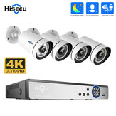 Hiseeu 4K UHD 4CH 8MP PoE Sikkerhetskamerapakke Fargenattvision Tosidig lyd Humanoid Deteksjon Fjernkontroll for app Utendørs IP-overvåkingskameraer