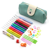 Kit de ganchillos de 31 piezas y herramientas de costura para tejer con bolsa de ganchillo