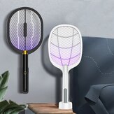 Lâmpada mata-mosquitos LED 2 EM 1, recarregável por USB, raquete elétrica de 3000V para matar moscas, inseticida elétrico