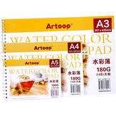 Artoop Watercolor Book A3/A4/A5 180G 24Pages Iron Coil Binding Acid-Free Watercolor Paper Book Sketching Gouche Paper For Beginners