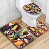 3PCS African Girls Non-slip Bathroom Pedestal Rug Lid Toilet Cover Floor Mat Velvet Breathable Bath Mat Set