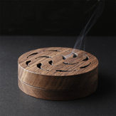 Black Walnut Mosquito Coil Incense Holder Burner Box Hollow Ash Catcher Tray Wooden Art Crafts With 6 Sandalwoods