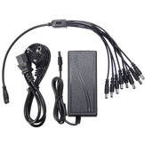 8 Split Cable Cord + DC 12V 5A Power Supply Adapter For CCTV Security Camera DVR
