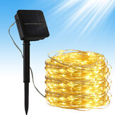 Guirlande lumineuse solaire à fil de cuivre avec 300 LED et 8 modes d'éclairage