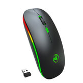 HXSJ T18 Wireless Rechargeable Mouse bluetooth 5.1+2.4G Dual Mode 1600DPI Mute Button RGB Backlight Optical Mouse for PC Laptop Computer