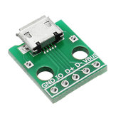 20pcs Conector fêmea Micro USB para Dip Tipo B Microfone 5P Patch para Dip 2.54mm Pino com placa adaptadora para soldagem